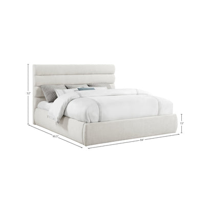 Adam Cream Linen Textured Fabric King Bed