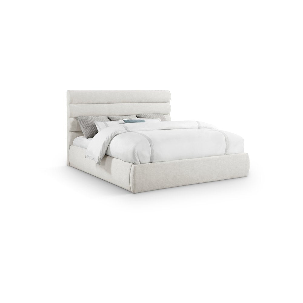 Adam Cream Linen Textured Fabric King Bed
