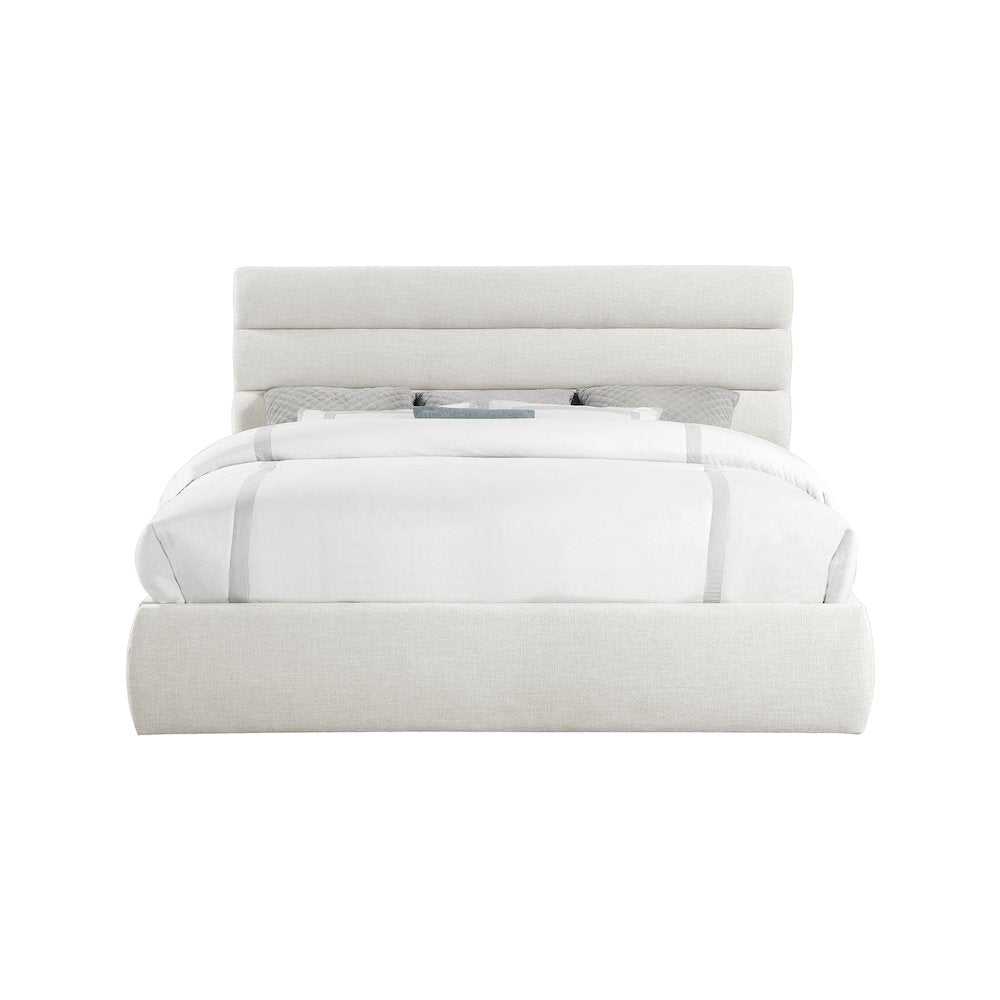 Adam Cream Linen Textured Fabric King Bed