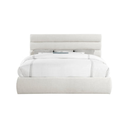 Adam Cream Linen Textured Fabric King Bed