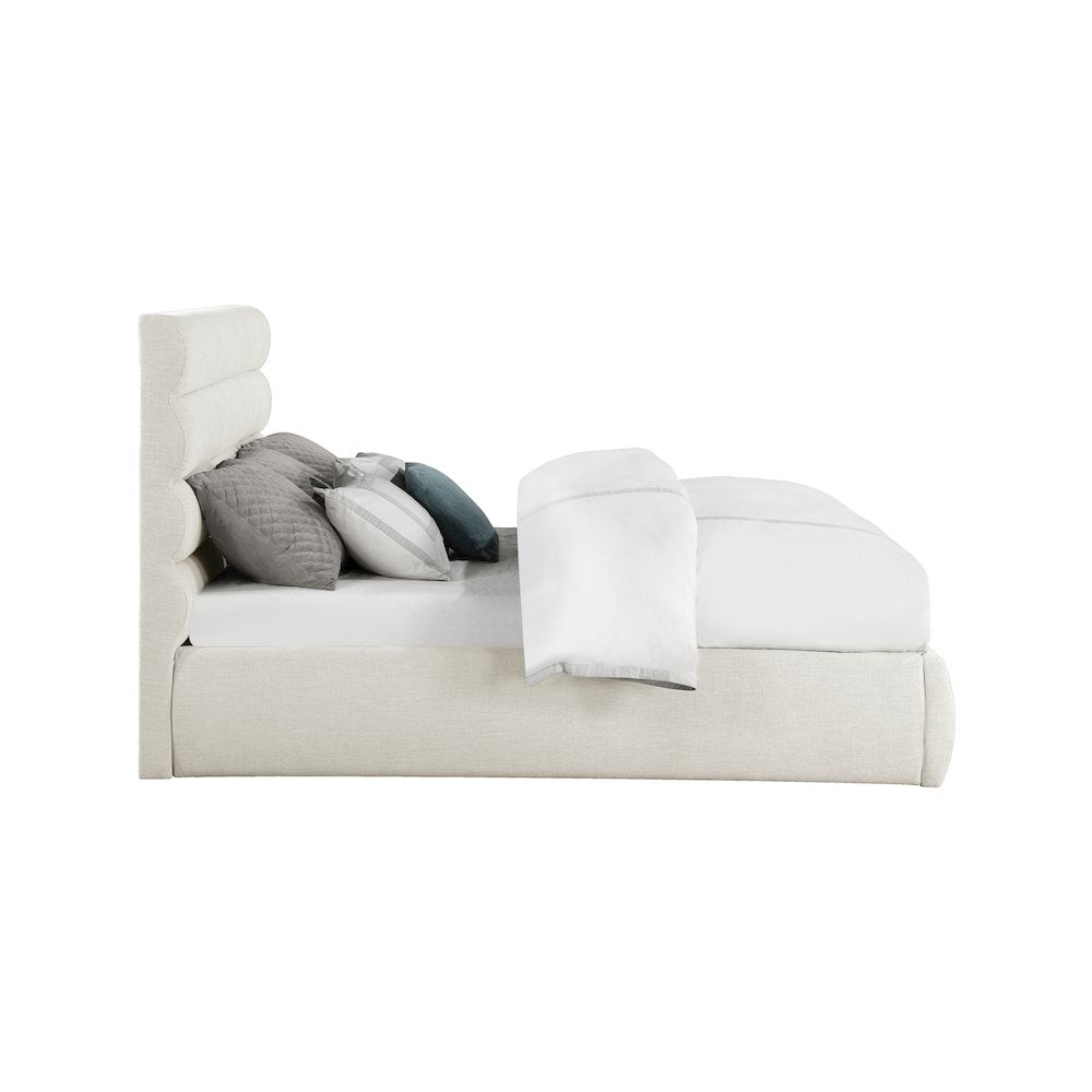 Adam Cream Linen Textured Fabric King Bed