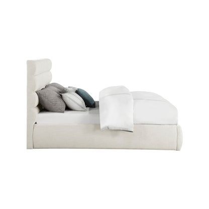 Adam Cream Linen Textured Fabric King Bed