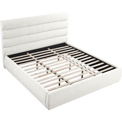 Adam Cream Linen Textured Fabric King Bed