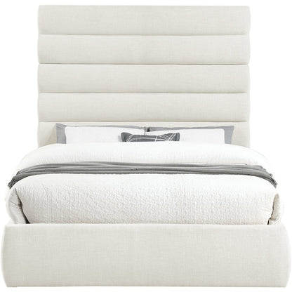 Adam Cream Linen Textured Fabric Queen Bed