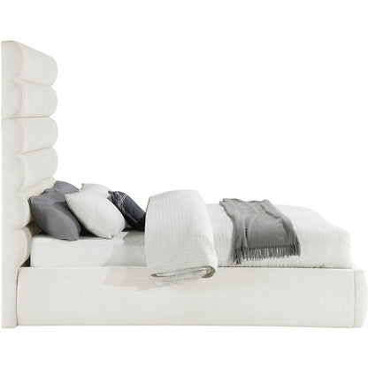 Adam Cream Linen Textured Fabric Queen Bed
