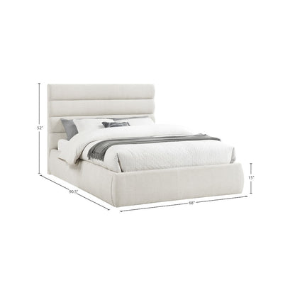 Adam Cream Linen Textured Fabric Queen Bed