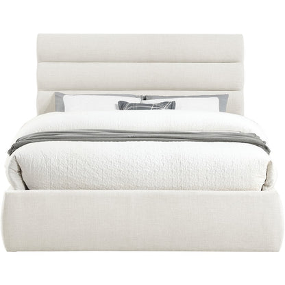 Adam Cream Linen Textured Fabric Queen Bed