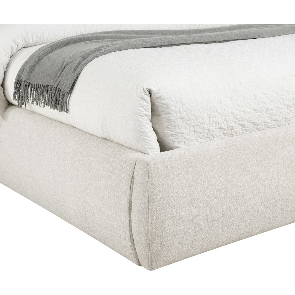 Adam Cream Linen Textured Fabric Queen Bed