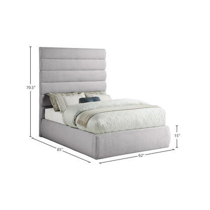 Adam Grey Linen Textured Fabric Full Bed