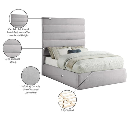 Adam Grey Linen Textured Fabric Full Bed