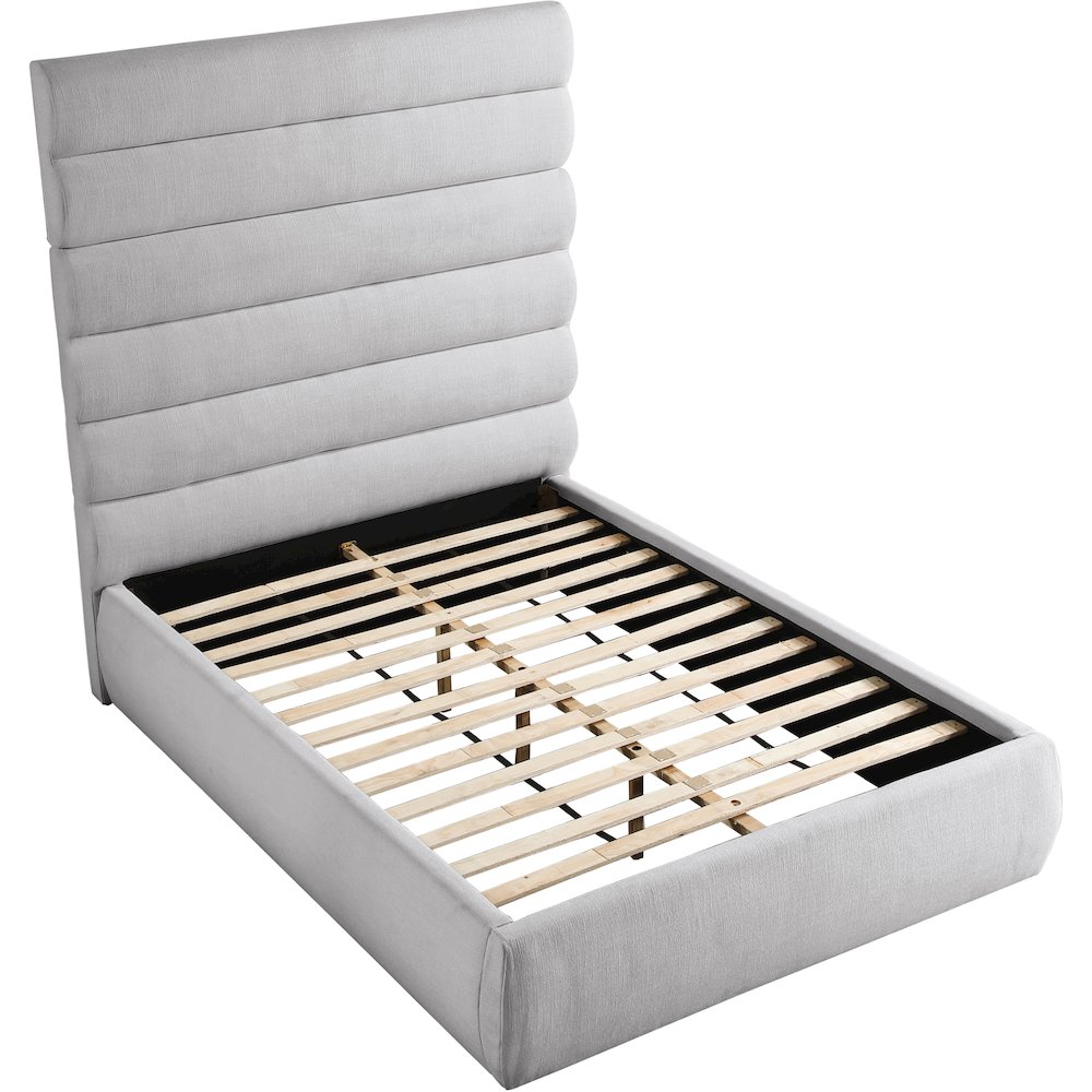 Adam Grey Linen Textured Fabric Full Bed