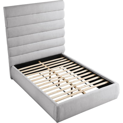 Adam Grey Linen Textured Fabric Full Bed