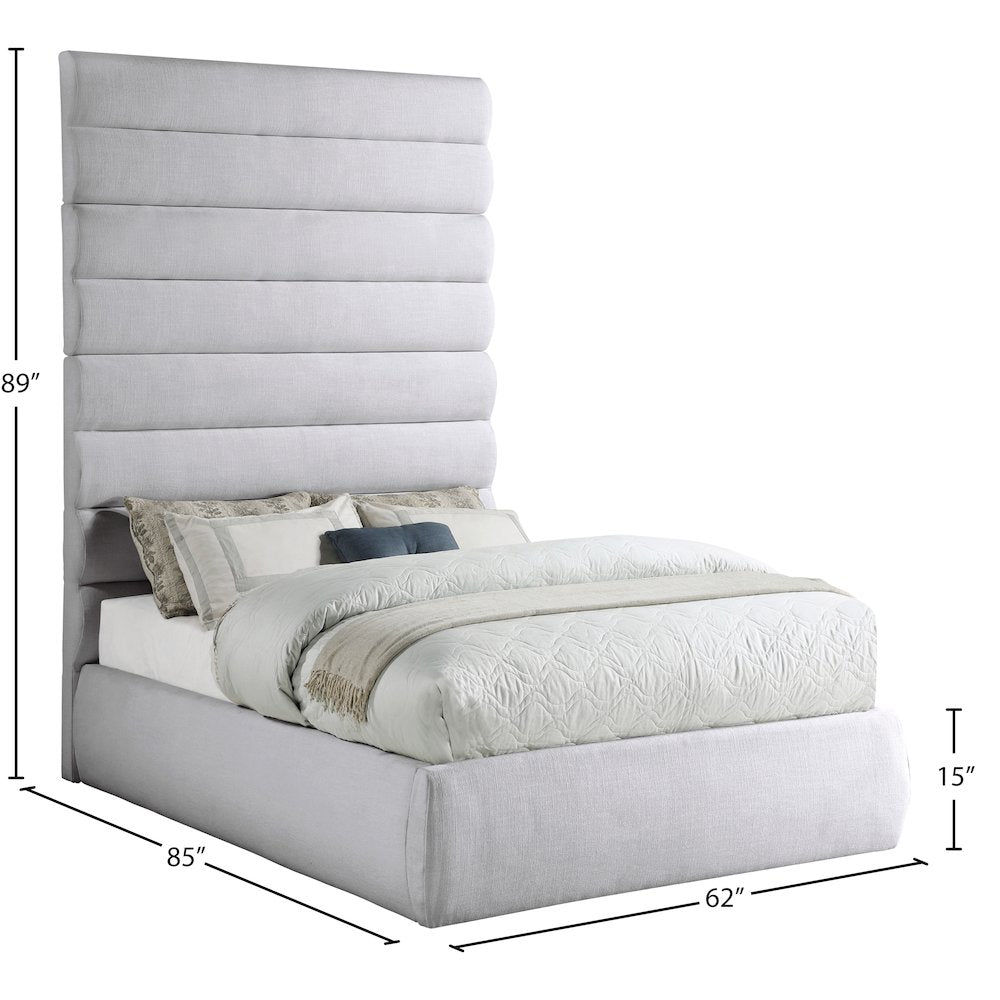 Adam Grey Linen Textured Fabric Full Bed