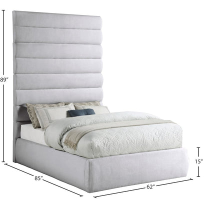 Adam Grey Linen Textured Fabric Full Bed