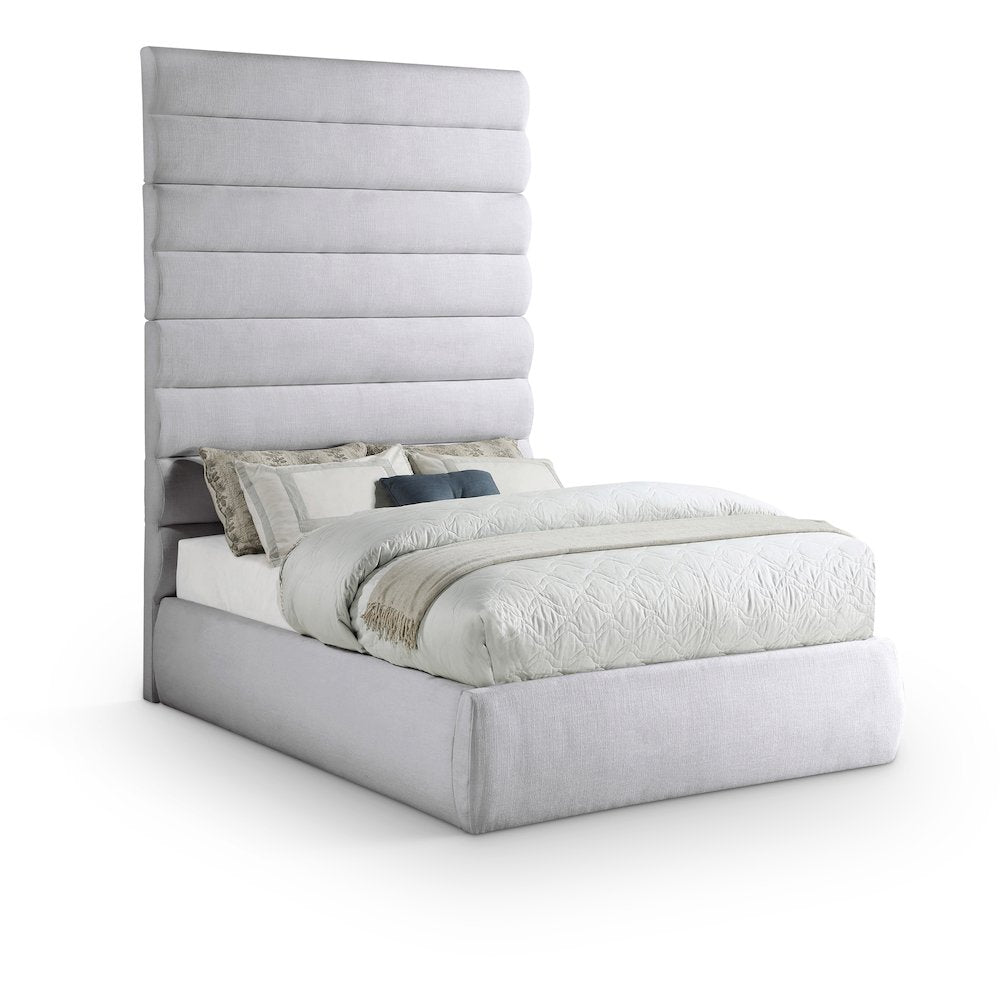Adam Grey Linen Textured Fabric Full Bed