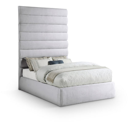 Adam Grey Linen Textured Fabric Full Bed
