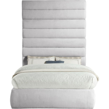 Adam Grey Linen Textured Fabric Full Bed