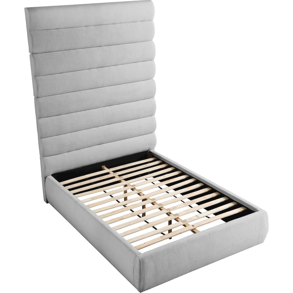 Adam Grey Linen Textured Fabric Full Bed