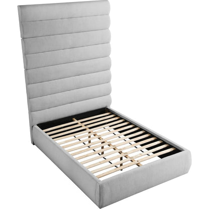 Adam Grey Linen Textured Fabric Full Bed
