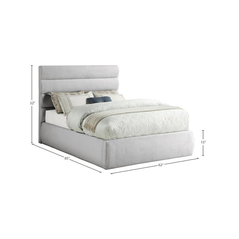 Adam Grey Linen Textured Fabric Full Bed