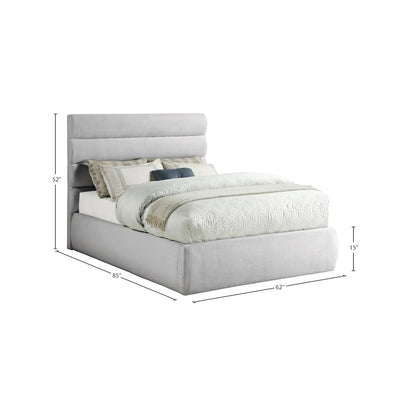 Adam Grey Linen Textured Fabric Full Bed