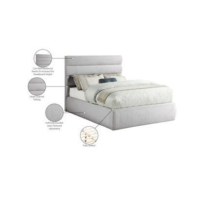 Adam Grey Linen Textured Fabric Full Bed