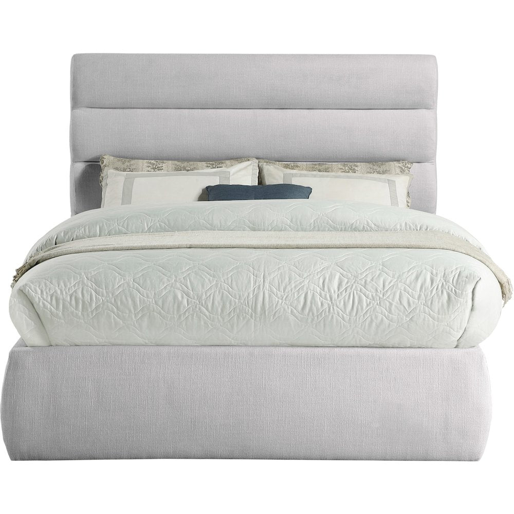 Adam Grey Linen Textured Fabric Full Bed