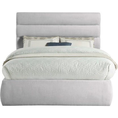 Adam Grey Linen Textured Fabric Full Bed