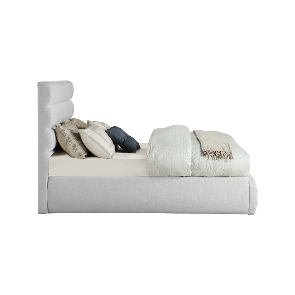 Adam Grey Linen Textured Fabric Full Bed