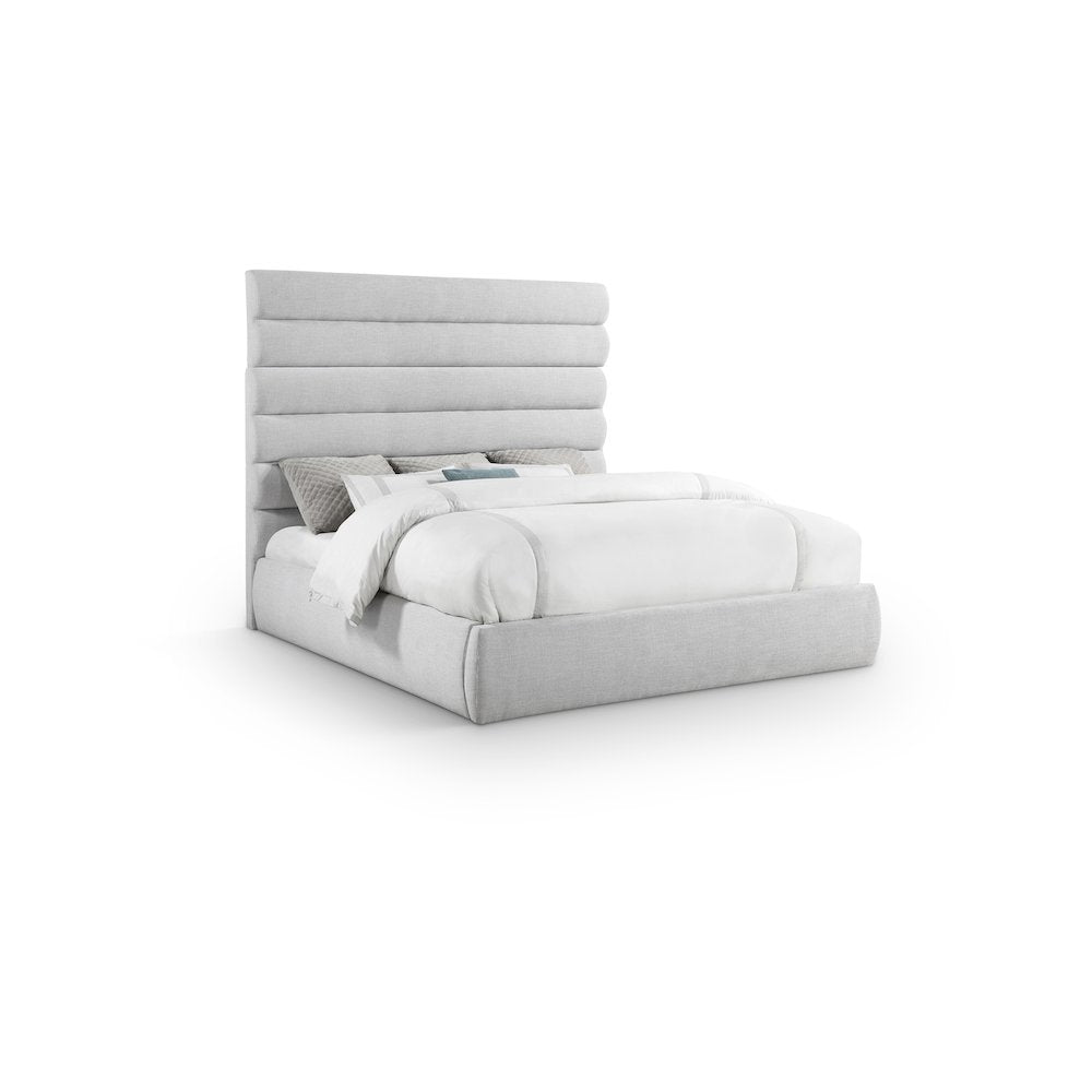 Adam Grey Linen Textured Fabric King Bed
