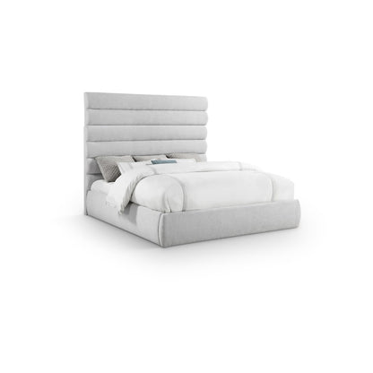 Adam Grey Linen Textured Fabric King Bed