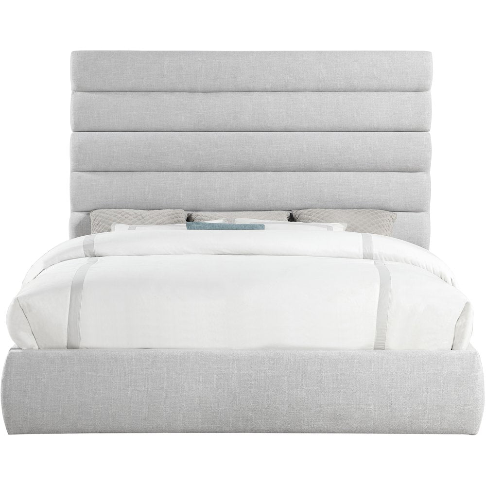 Adam Grey Linen Textured Fabric King Bed