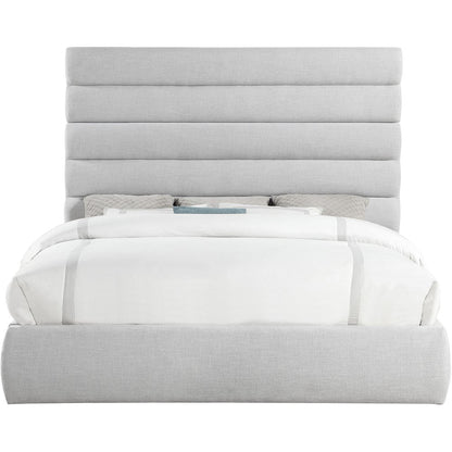 Adam Grey Linen Textured Fabric King Bed