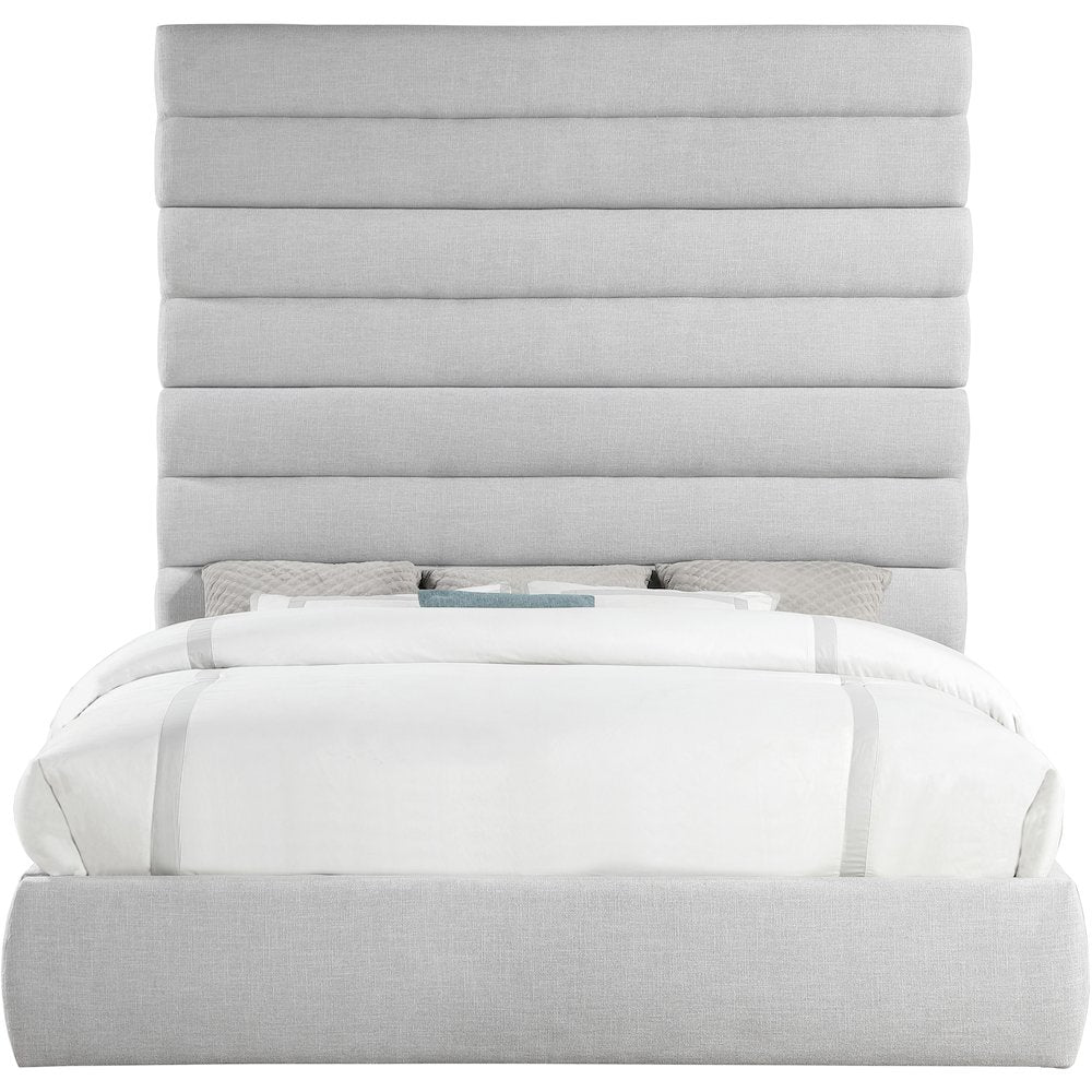 Adam Grey Linen Textured Fabric King Bed