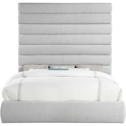 Adam Grey Linen Textured Fabric King Bed