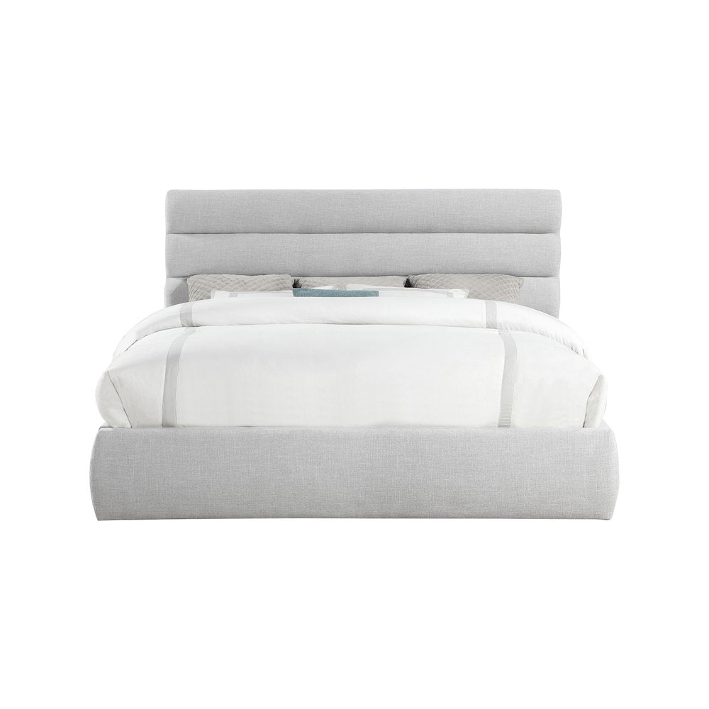Adam Grey Linen Textured Fabric King Bed