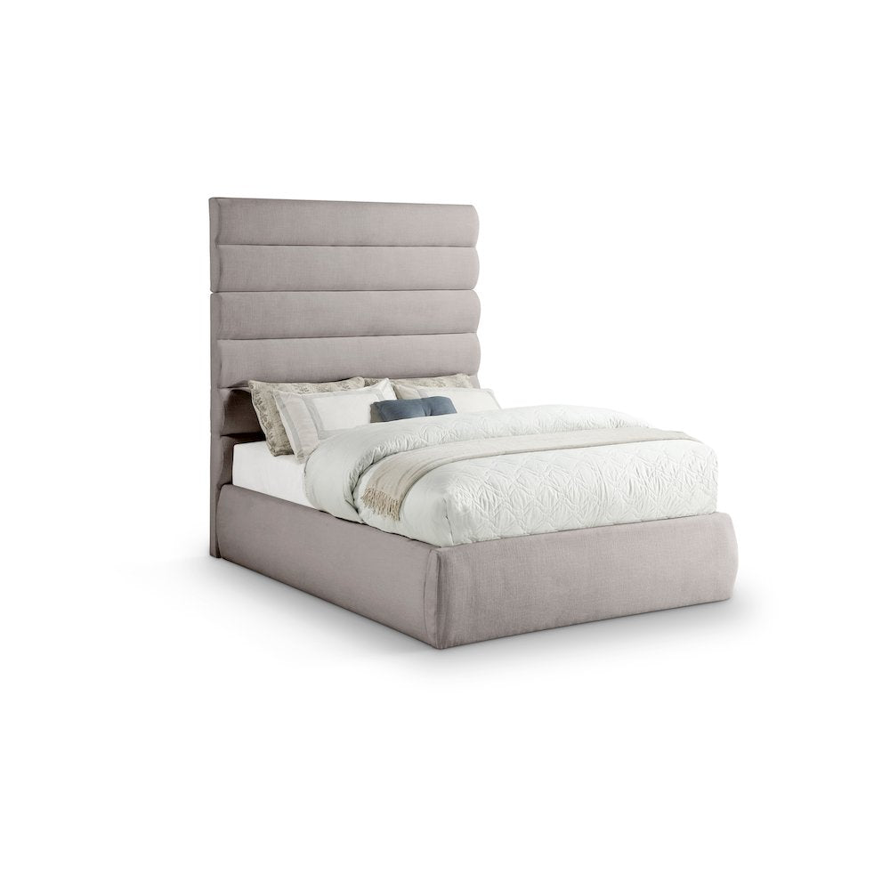 Adam Taupe Linen Textured Fabric Full Bed