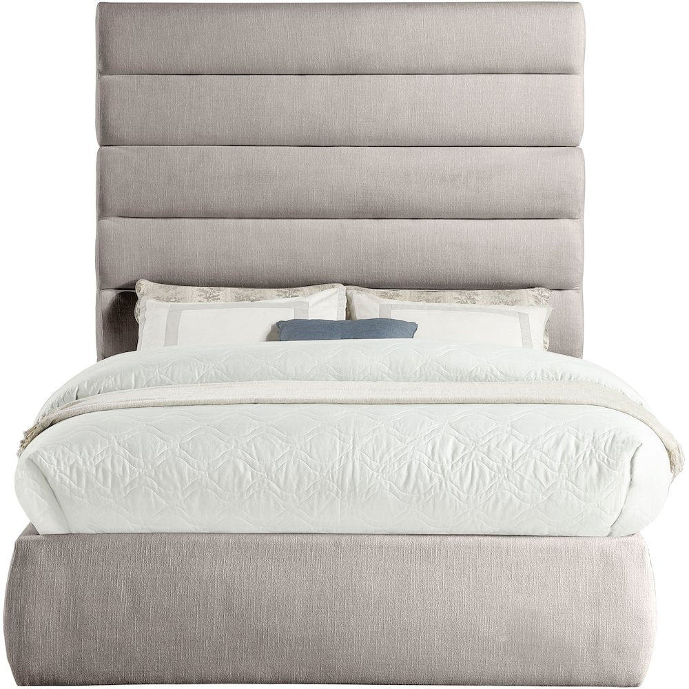 Adam Taupe Linen Textured Fabric Full Bed