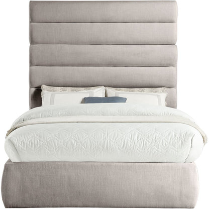 Adam Taupe Linen Textured Fabric Full Bed