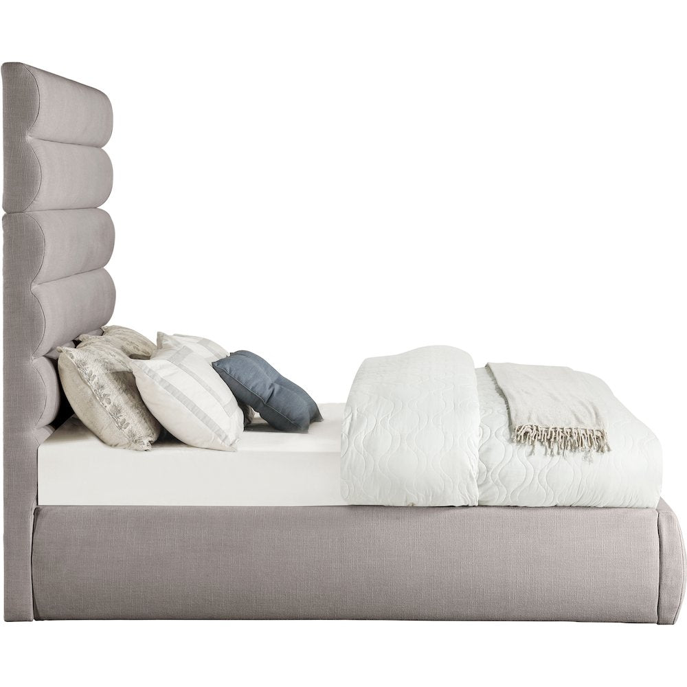 Adam Taupe Linen Textured Fabric Full Bed