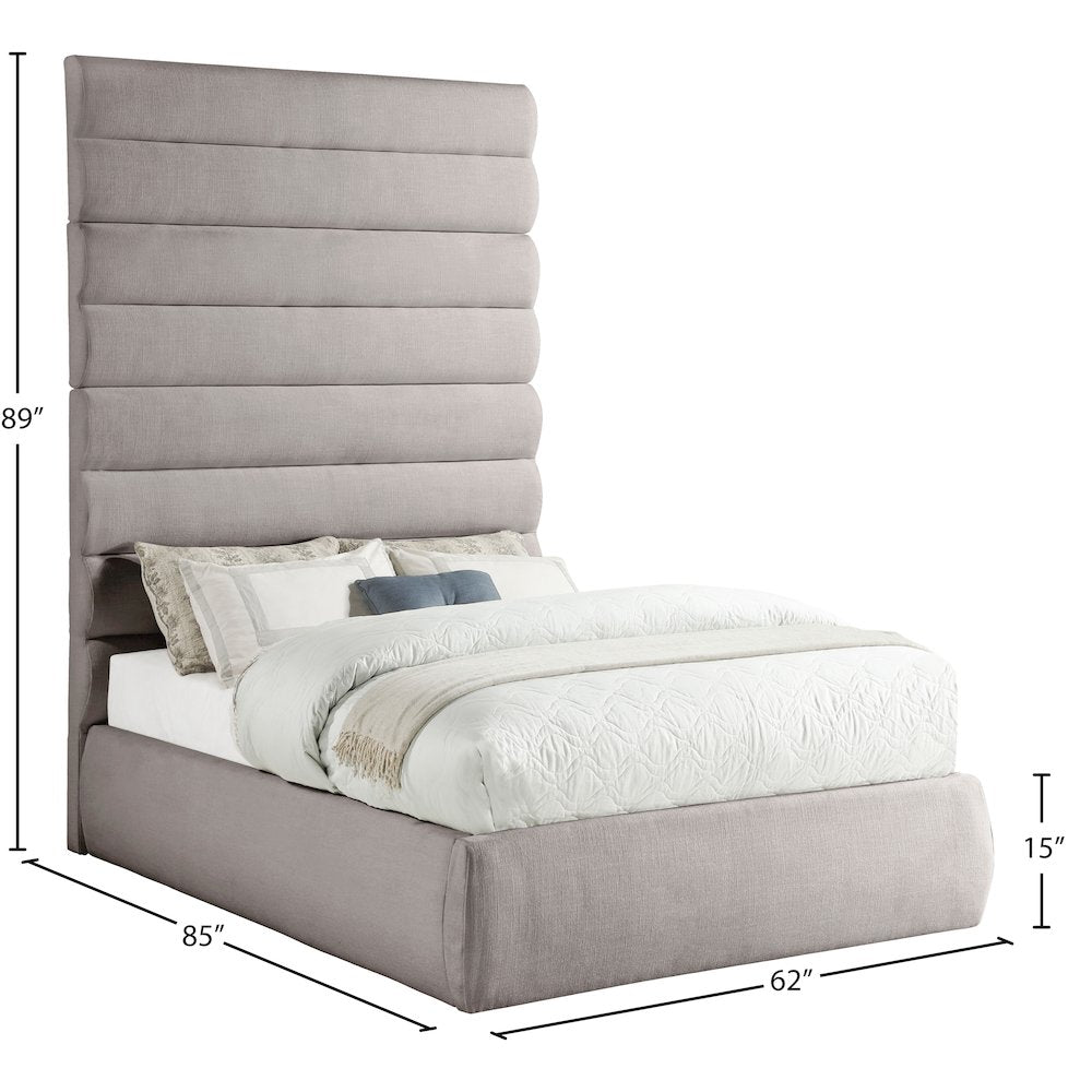 Adam Taupe Linen Textured Fabric Full Bed