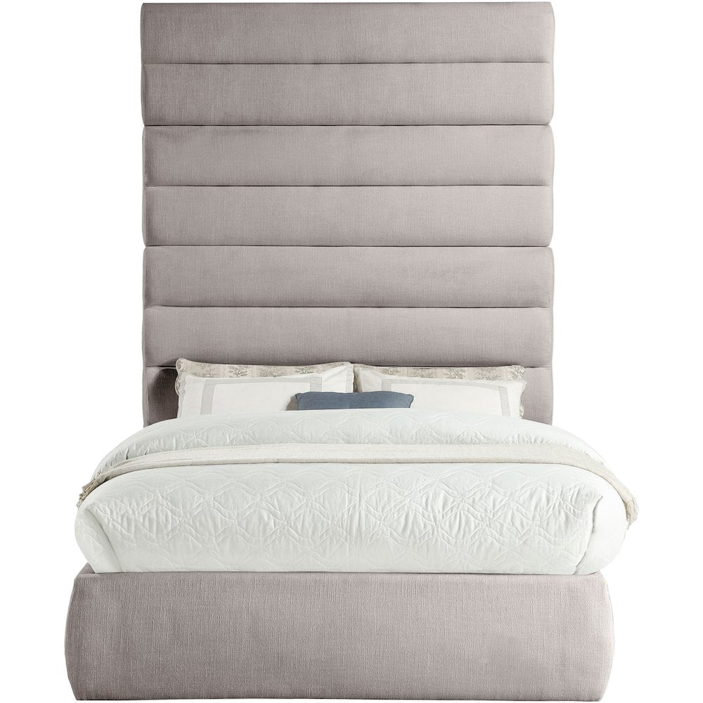 Adam Taupe Linen Textured Fabric Full Bed