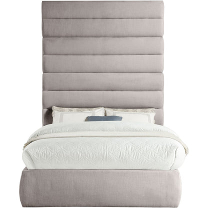 Adam Taupe Linen Textured Fabric Full Bed