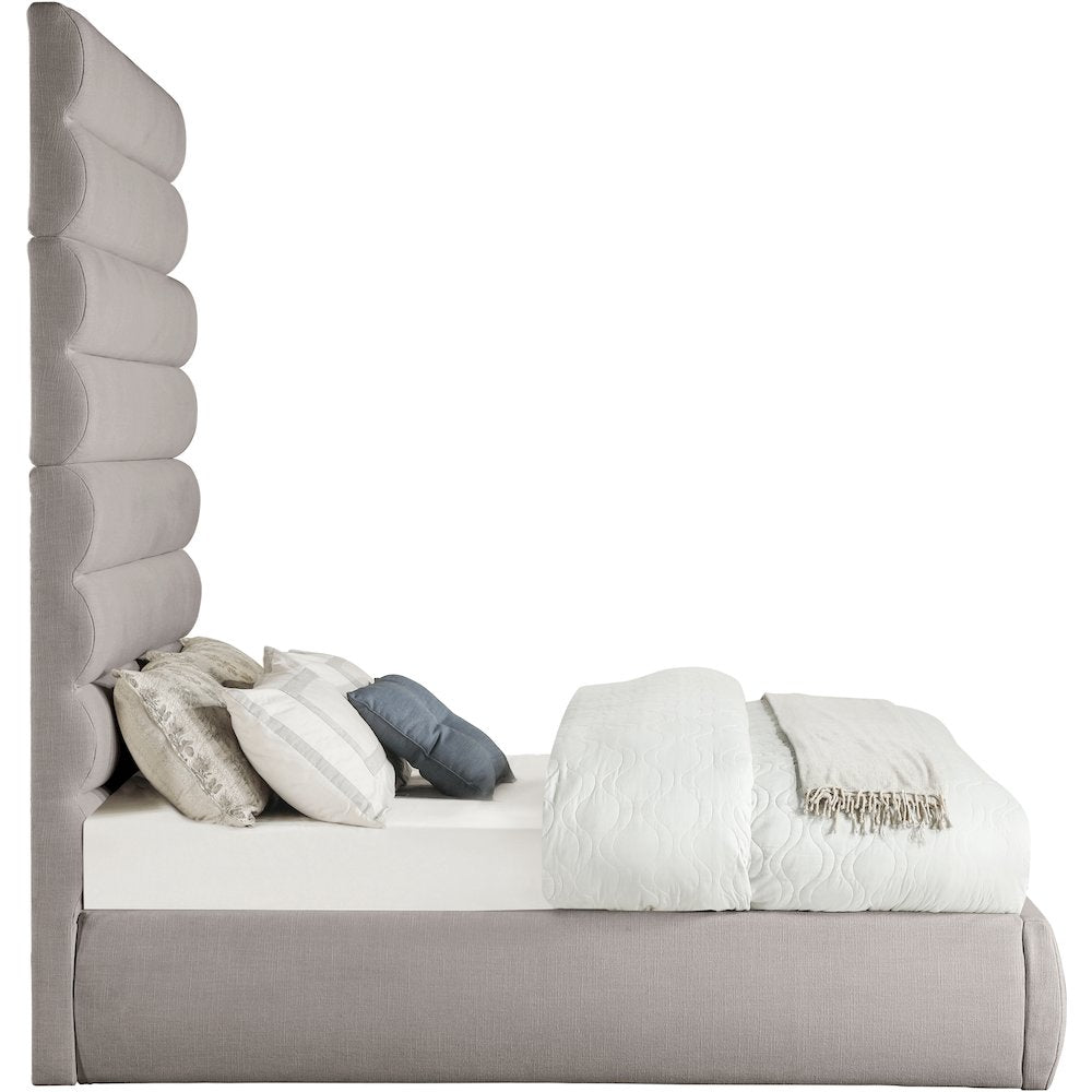 Adam Taupe Linen Textured Fabric Full Bed