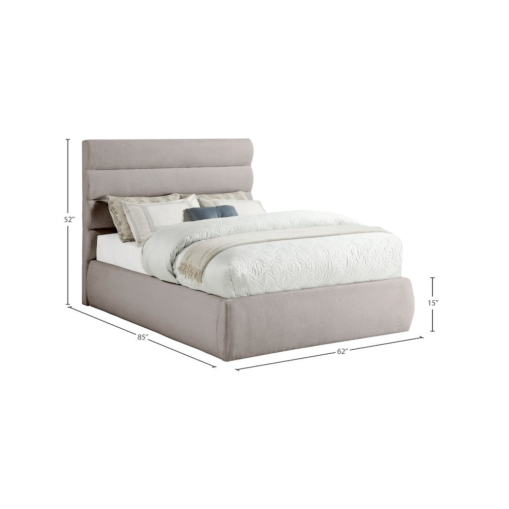 Adam Taupe Linen Textured Fabric Full Bed