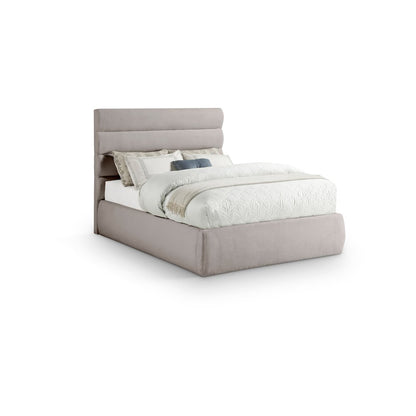 Adam Taupe Linen Textured Fabric Full Bed