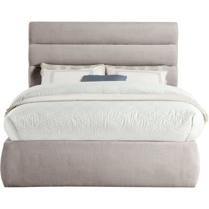 Adam Taupe Linen Textured Fabric Full Bed