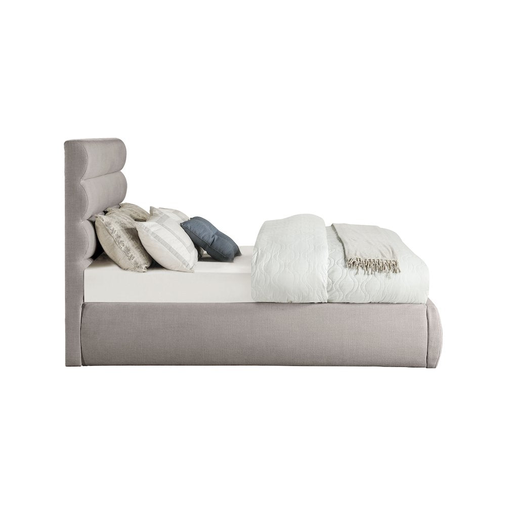 Adam Taupe Linen Textured Fabric Full Bed