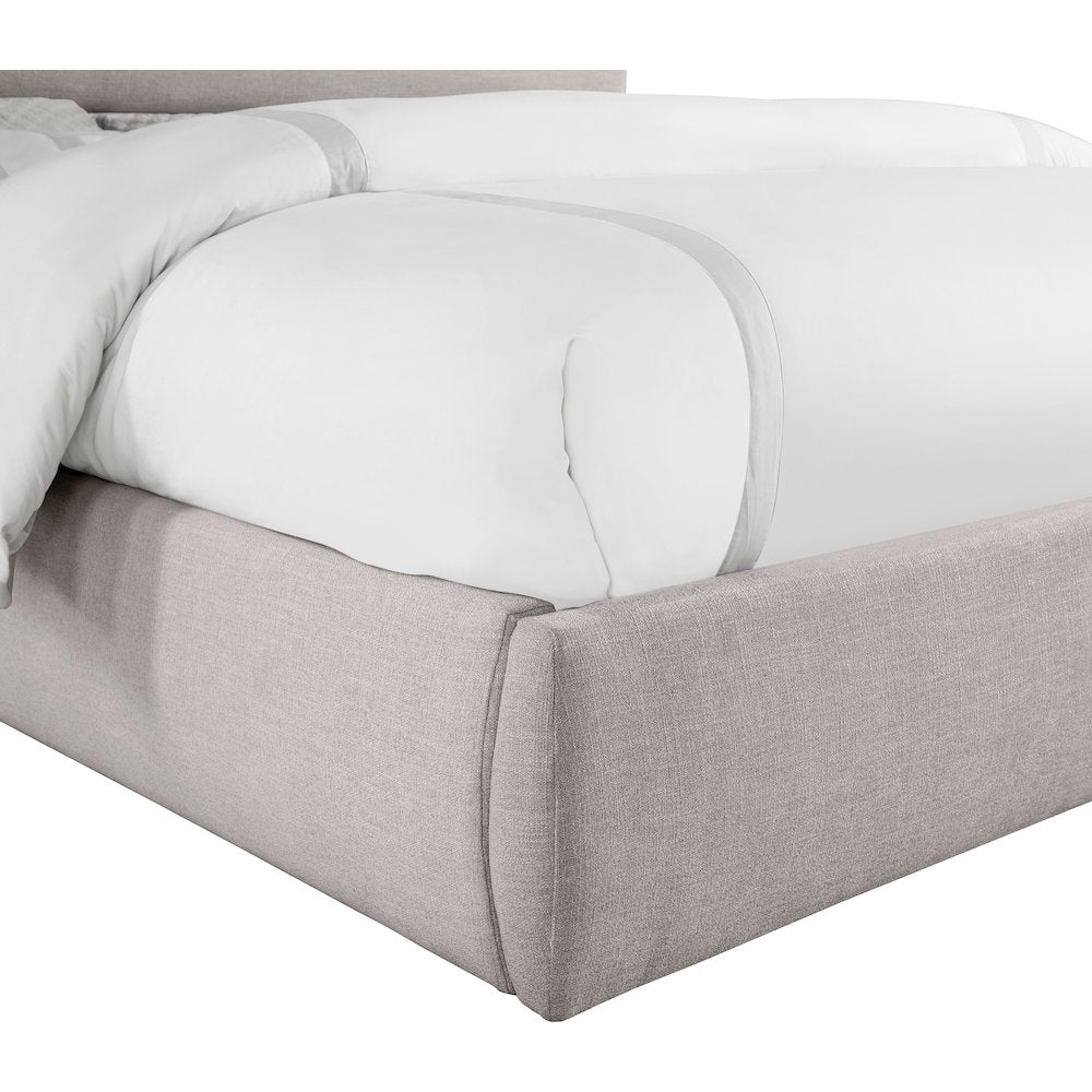 Adam Taupe Linen Textured Fabric King Bed