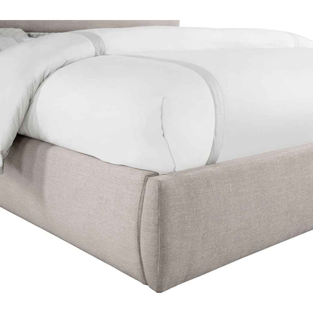 Adam Taupe Linen Textured Fabric King Bed